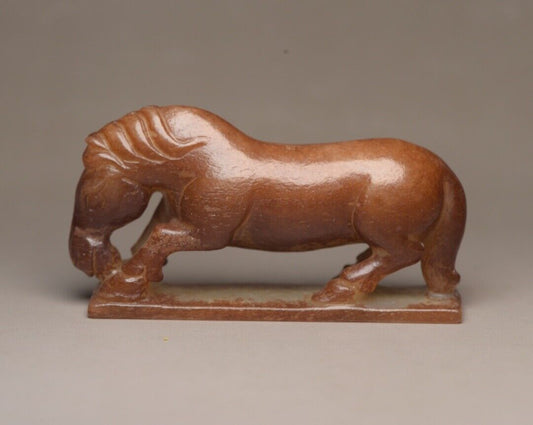 Chinese Vintage Hetian Jade Carving Horse Statue Collection Sculpture Art Work