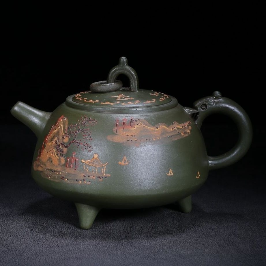 Chinese Yixing Purple Clay Teapot Zisha Ceremony Painted Fine Landscape Teaware