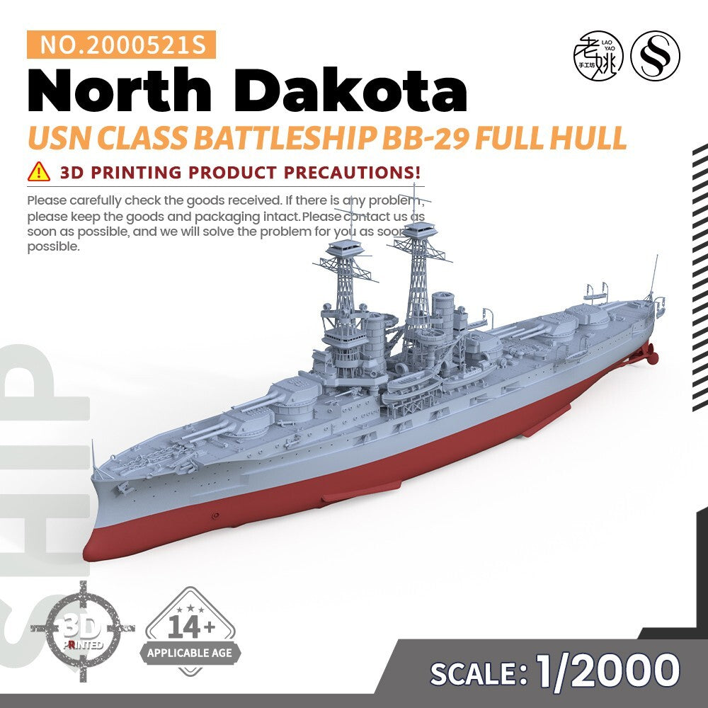 SSMODEL Military Model Kit USN North Dakota Class Battleship BB-29 Full Hull