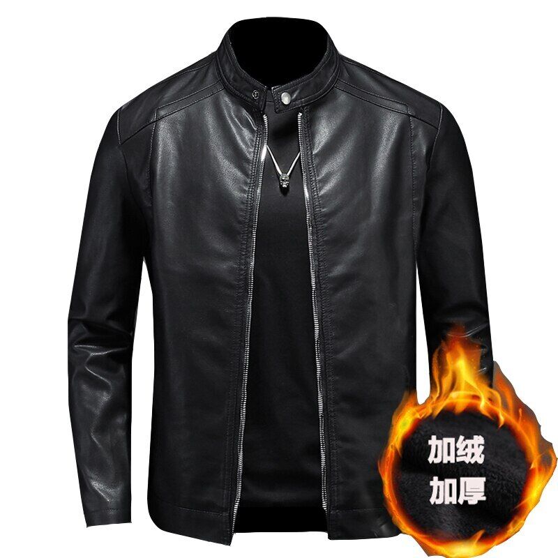 Leather Jacket Velvet Men Motorcycle Faux Leather Coat Man Leather Coat