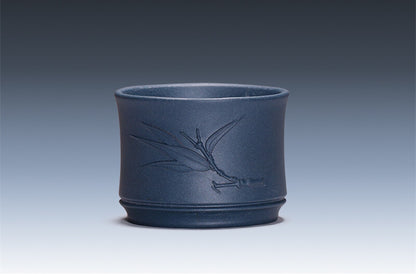 bamboo relief zisha tea cup real yixing purple clay kungfu tea cup 60ml marked