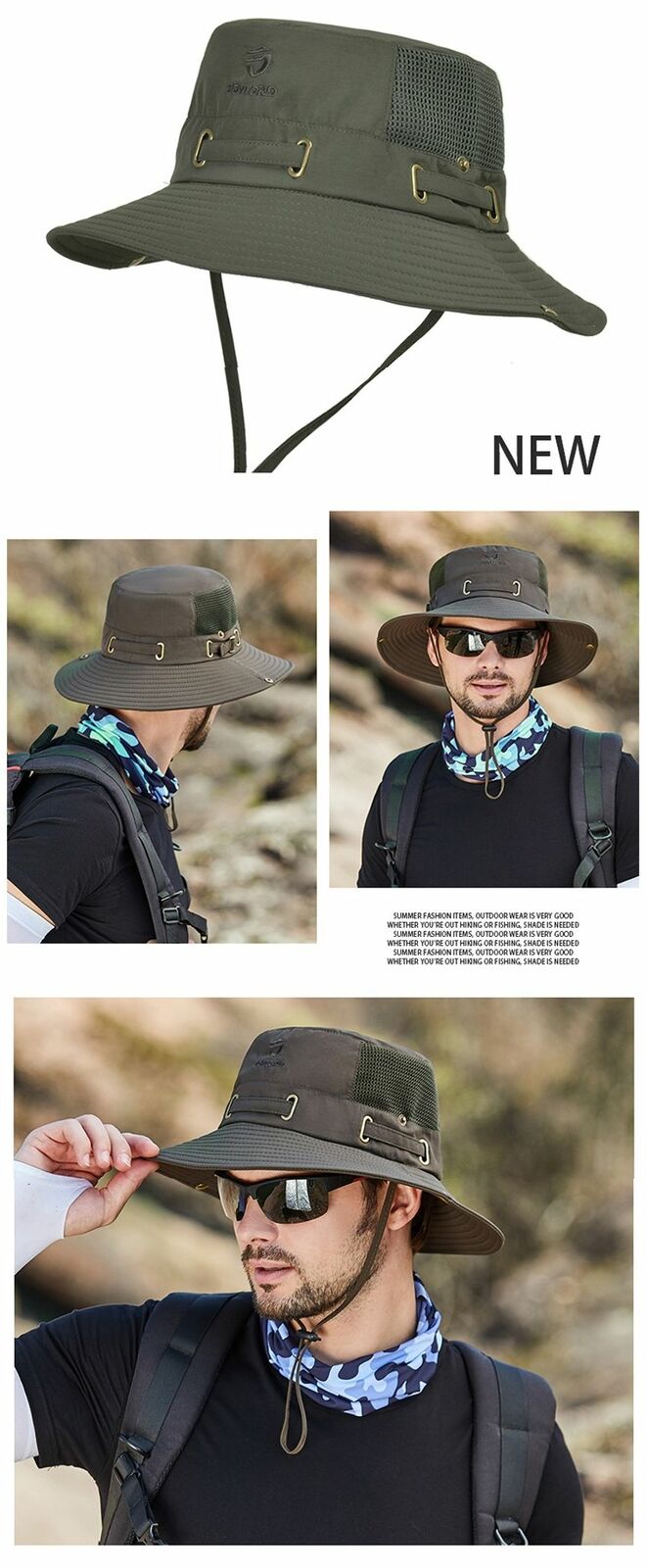 Summer Bucket Hat Mesh Breathable Outdoor Fishing Mountaineering Hiking Foldable
