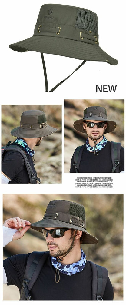 Summer Bucket Hat Mesh Breathable Outdoor Fishing Mountaineering Hiking Foldable