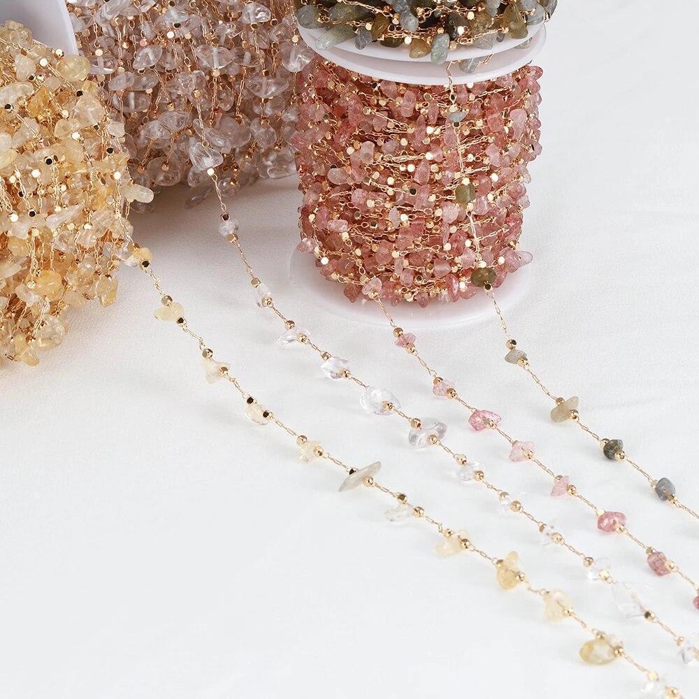 Irregular Glass Stone Beads Chains Necklace Bracelet For DIY Jewelry Making 1m