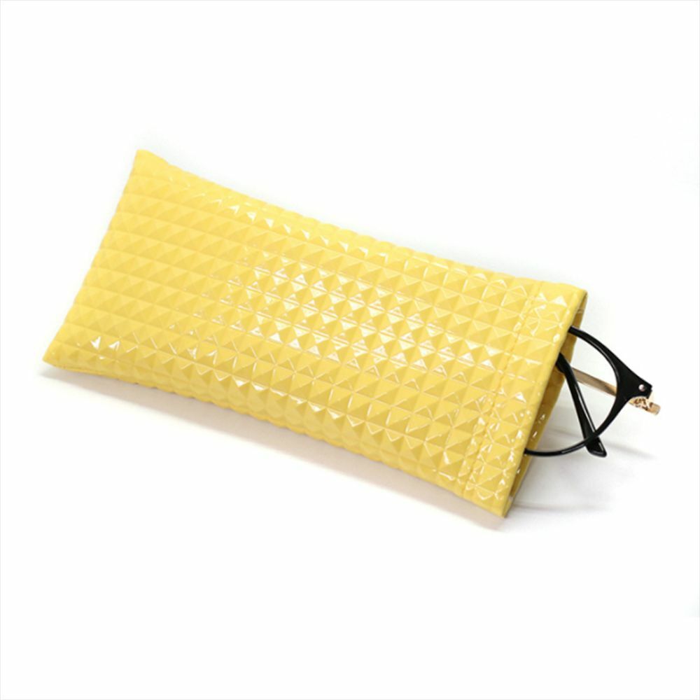 Sunglasses Bag Fake Leather Glass Case Pouch Portable Storege Nearsighted Gold