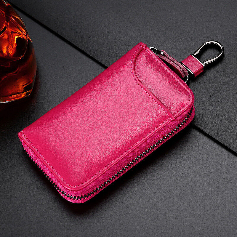 Zipper Wallet Leather Men Key Holder Pouch Purse Unisex Useful Key Organizer Bag