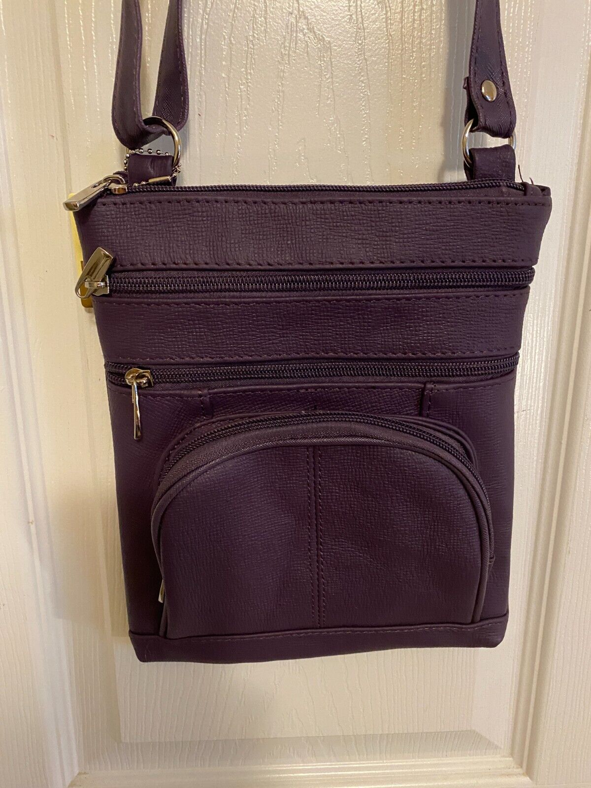 14 COLORS - Roma Leathers 6 Compartment 100% CROSSBODY LEATHER BAG 9.5" X 7.5"