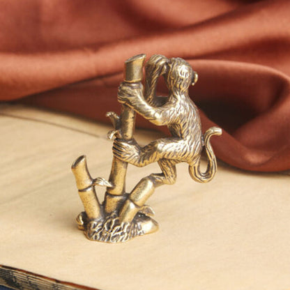 Tabletop Figurine Brass Monkey Animal Statue Small Sculpture Gifts