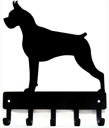 Boxer Dog - Key Hooks & Keychain Holder - 6 inch Wide/9 inch Wide Metal Wall Art