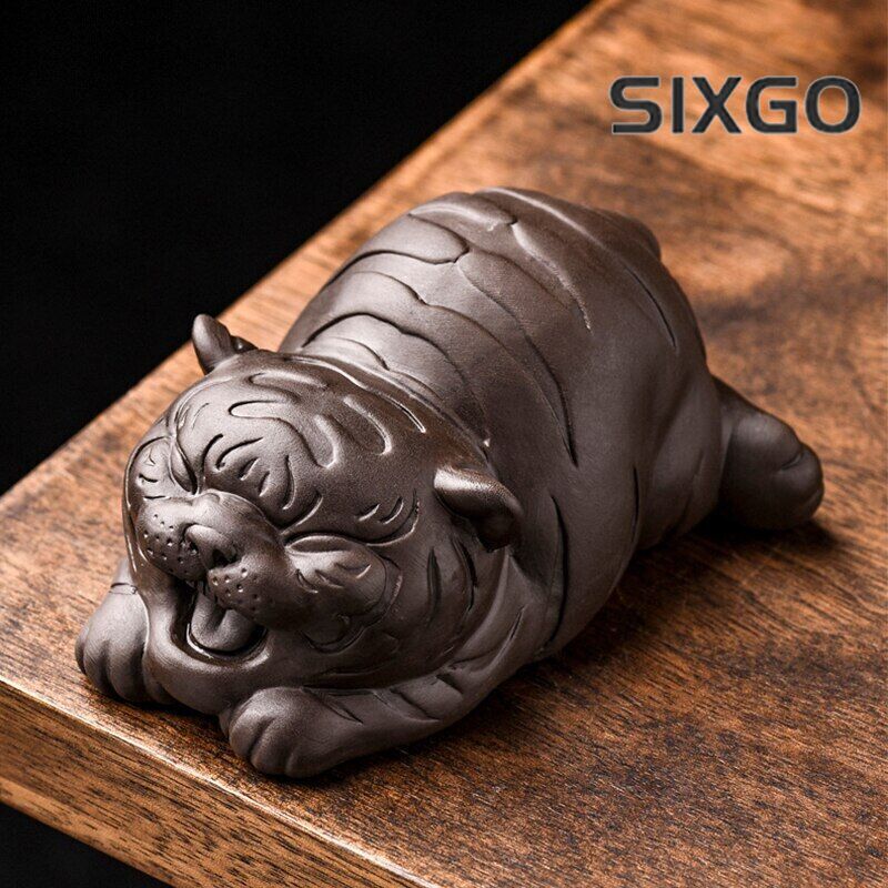 Purple Clay Tea Pet Luck Cute Tiger Handmade Crafts Home Zisha Tea Set