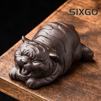 Purple Clay Tea Pet Luck Cute Tiger Handmade Crafts Home Zisha Tea Set