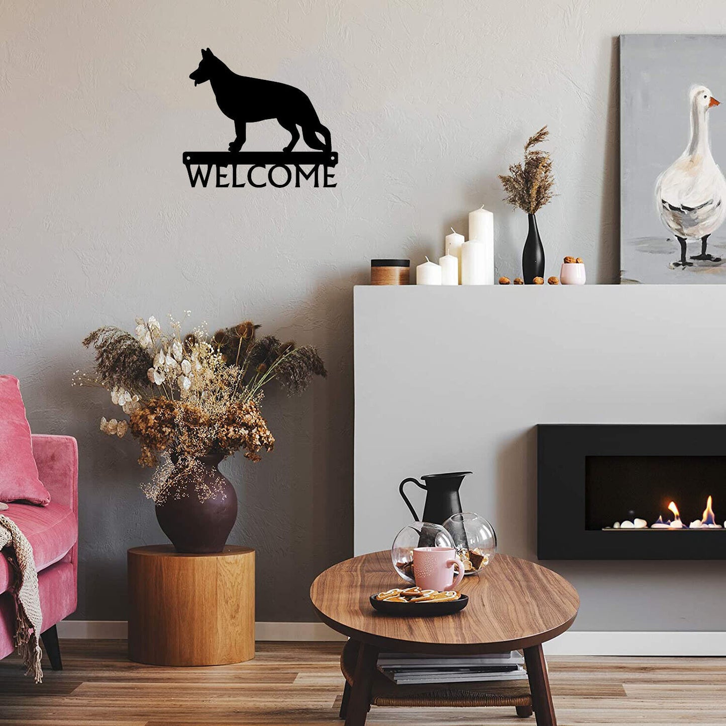 German Shepherd #1 Dog Welcome Sign - 12 inch Wide Metal Wall Art