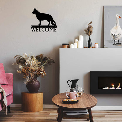 German Shepherd #1 Dog Welcome Sign - 12 inch Wide Metal Wall Art