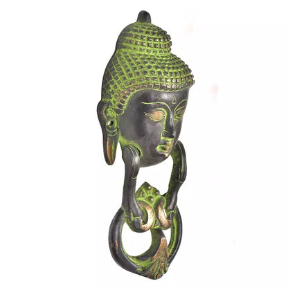 Antique Look Patina Brass Buddha Face Door Knocker Door Bell Home Decor