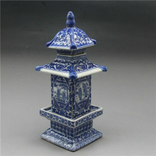 Old Collecting Antique Chinese Blue and White Porcelain Layered Tower Vases