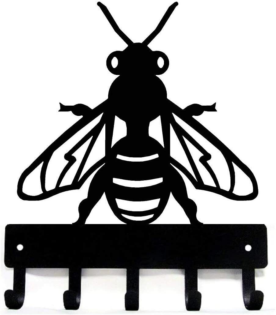 Honey Bee Key Rack Hanger - 6 inch Wide Metal Wall Art