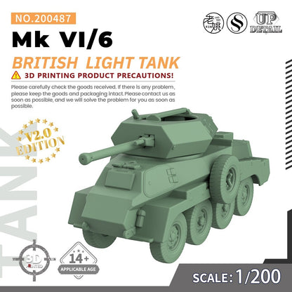 SSMODEL SS487 1/200/350/700 Military Model Kit British Mk VI/6 Light Tank