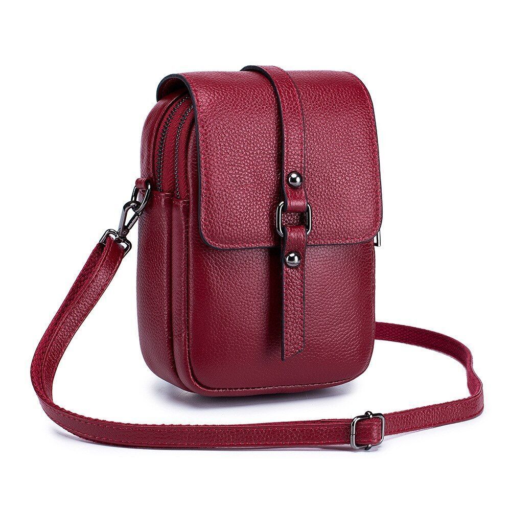 Women Shoulder Bag Genuine Leather Small Handbag Crossbody Purse Bucket Shape