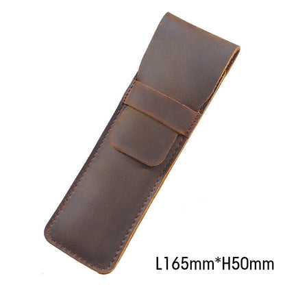 Retro Vintage Handmade Genuine Leather Pencil Bag Fountain Pen Case Pocket Pouch
