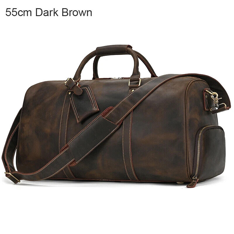 Men Women Travel Bag Cow Leather Carry On Luggage Bag Travel Shoulder Bag