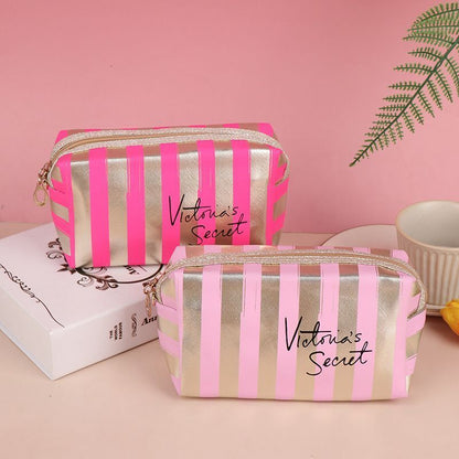 Stripe Makeup Case Pouch Octagonal Storage Bag Handbag Toiletry Travel Organizer