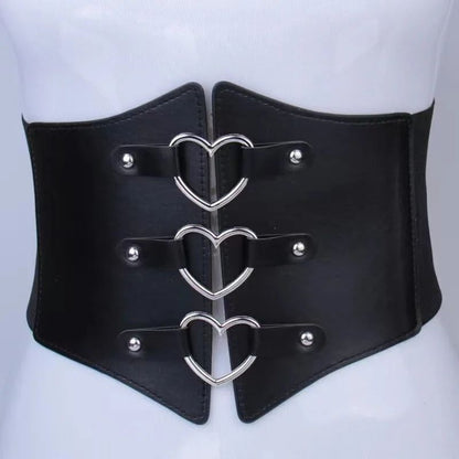 Women Corsets PU Leather Black Sexy Dress Jeans Waistband Wide Belts Cummerbunds