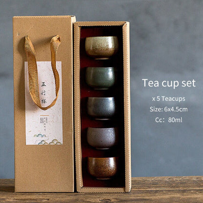 Ceramic Tea Cup Set of 5 Chinese Kung Fu Tea Cup 80ml