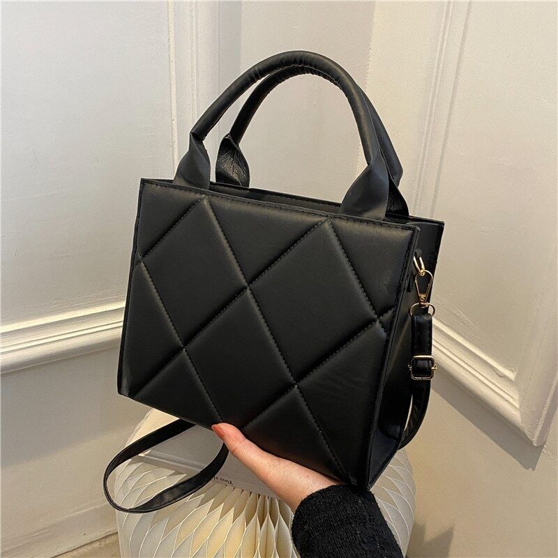 Spring Women Shoulder Bag Plaid Pu Leather Crossbody Bags Ladies Handle Bag