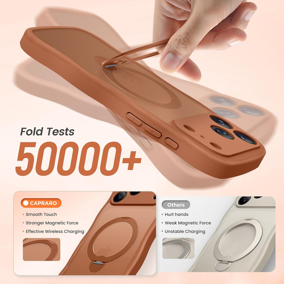 for Iphone 17 Pro Max Case with 360° Spin Magnetic Stand for Women, [Compatible