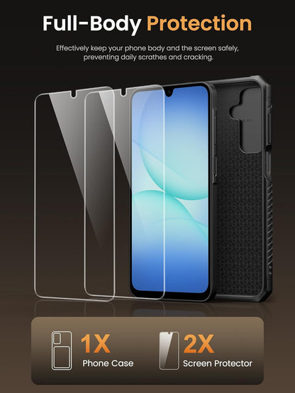 for Samsung Galaxy A17 5G Phone Case with Card Holder (4 Cards), Built-In Temper