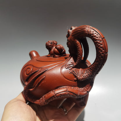 Chinese Yixing Zisha Clay Exquisite Dragon Statue Zisha Teapot Tea Set
