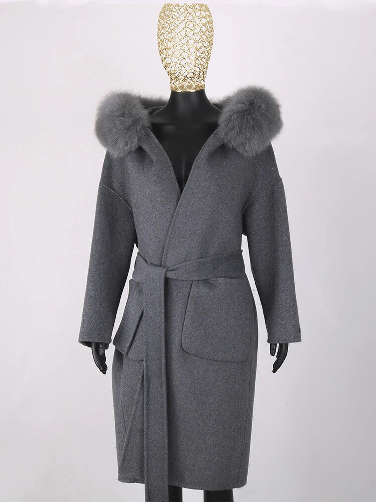 2023 Coat Collar Jacket Winter Outerwear Women With Belt