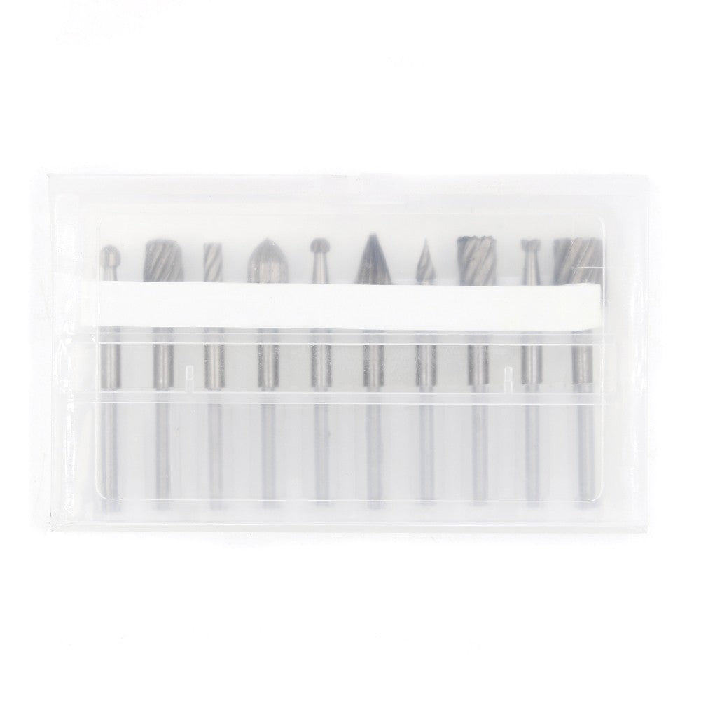 10Pcs 3mm Shank HSS Rotary Burr File Rasp Drill Bits Set For Wood Stone Carving