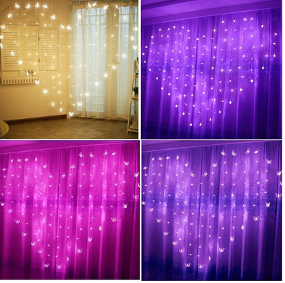 LED String Lights Love Heart Shaped Butterfly Happy Valentine's Day Decor 2x1.5M