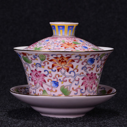 Gaiwan Porcelain Bigger Tureen With Lid Covered Bowl Tea Cup Saucer 340ml China
