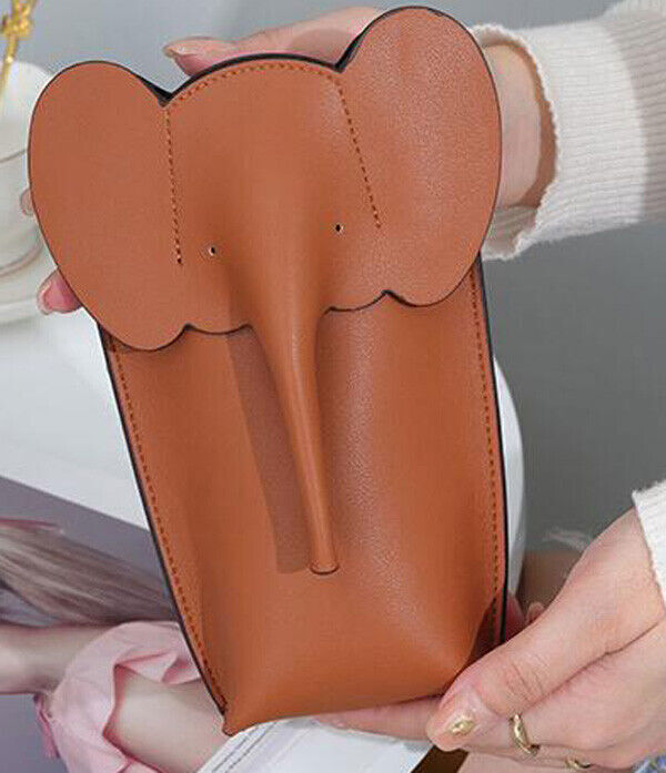 Women Fashion Genuine Leather Crossbody Shoulder Bag Elephant Pocket Phone Pouch