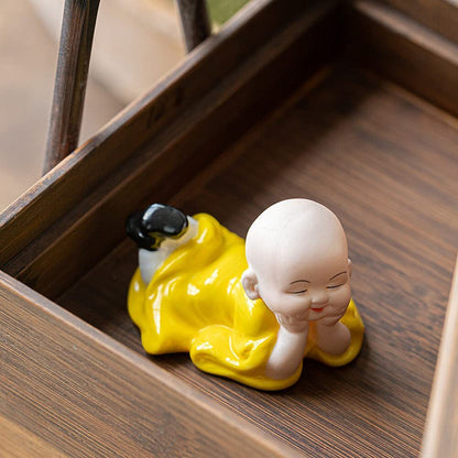 6.4cm Creative Ceramic Tea Pet Ornaments Zen Monk Tea Table Tea Decor