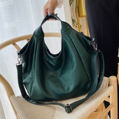 White Synthetic Leather Half Moon Bags Large Hobo Shopper Bag Soft Crossbody 1PC