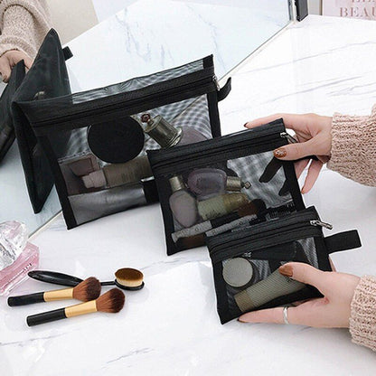 Mesh Cosmetic Bag Travel Storage Makeup Bag Organizer Pouch Portable Beauty Case