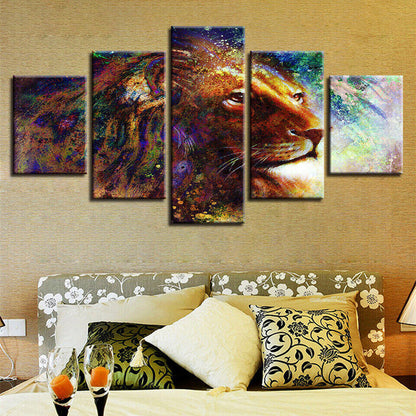 Abstract Lion Graffiti Male Lion Canvas Prints Painting Wall Art Home Decor 5PC