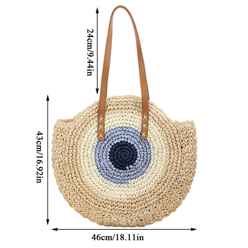 Womens Wicker Handbag Bags Tote Beach Straw Woven Summer Rattan Basket Bag