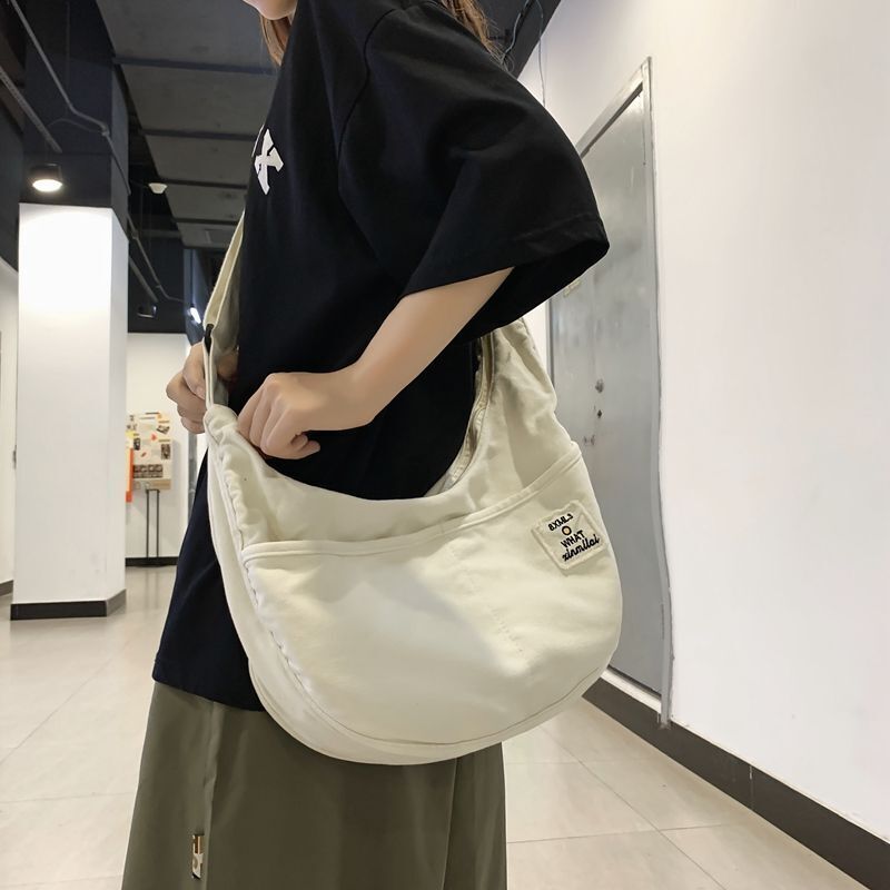 Canvas Textile Big Soft Slouchy Shoulder Bag Grunge Fabric Crossbody Bags Purse