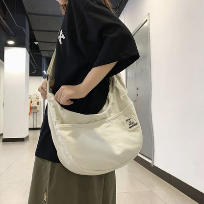 Canvas Textile Big Soft Slouchy Shoulder Bag Grunge Fabric Crossbody Bags Purse