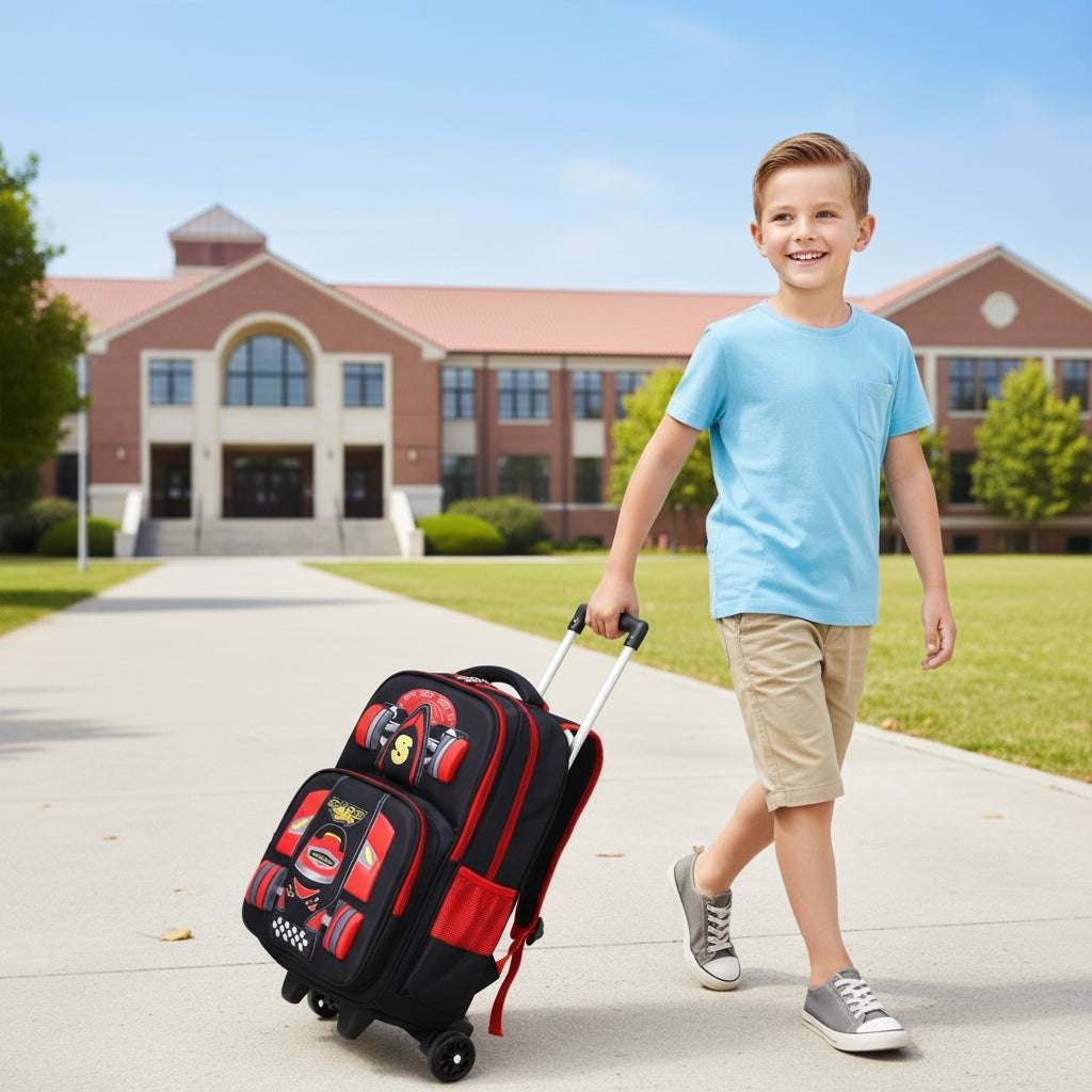 Boys Trolley School Bag – 3D Car Design, Large Capacity