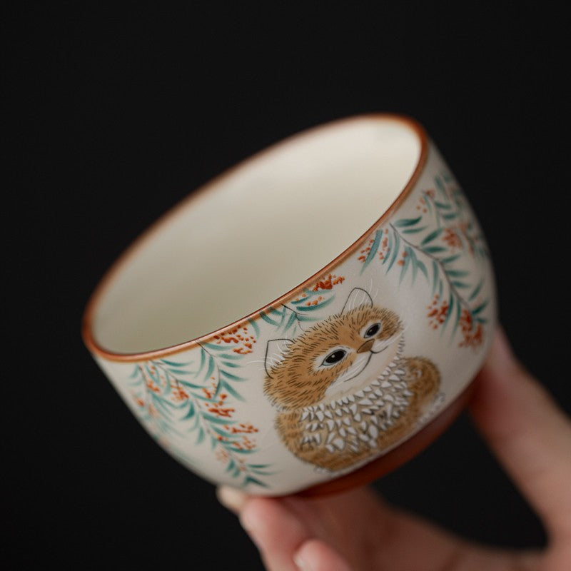 Ru Kiln Master Cup Cat Patterned Tea Cup Ceramic Tea Cup Tea Cup Tea Set