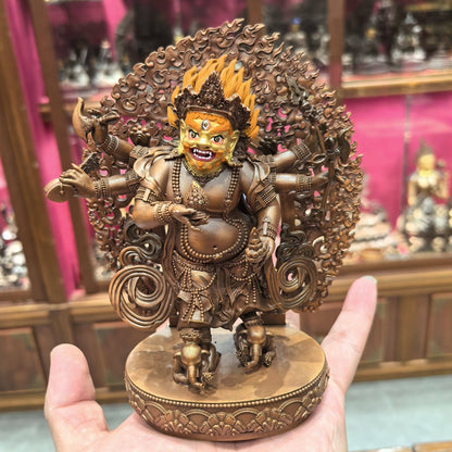 15CM Copper Statue Blessing White Mahakala Buddha