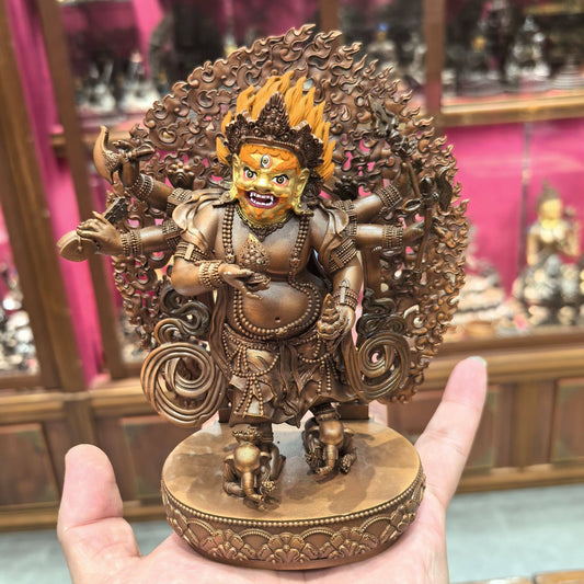 15CM Copper Statue Blessing White Mahakala Buddha