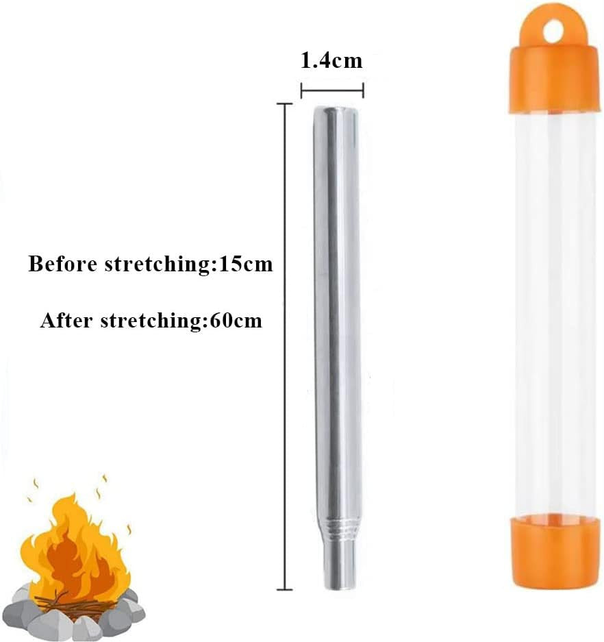 Outdoor Pocket Bellow Stainless Steel Telescopic Blow Fire Tube Blowpipe Tool