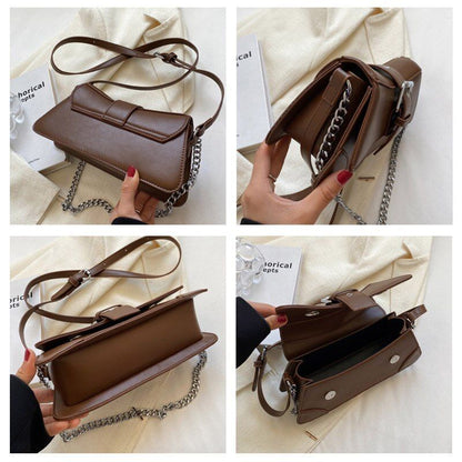 Chain Shoulder Bag Synthetic Leather Handbag Vintage Flap Crossbody Sling Bags