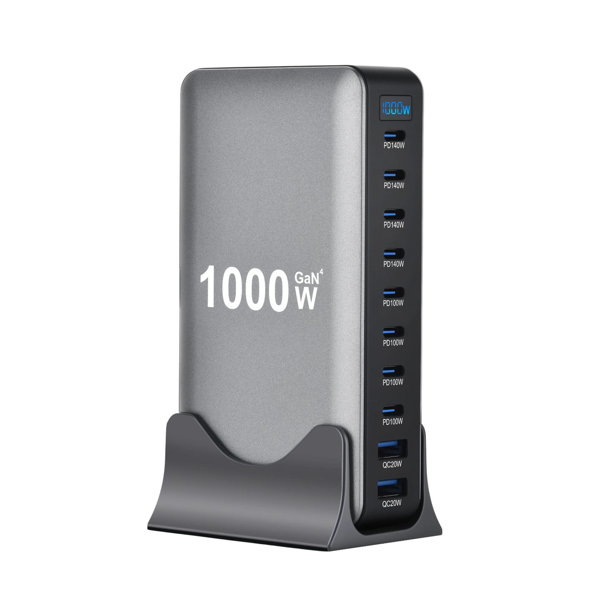 1000W Fast USB C GaN Ⅲ Pro Charger Block,8 Port Charging Station,Dual 140W PD3.1